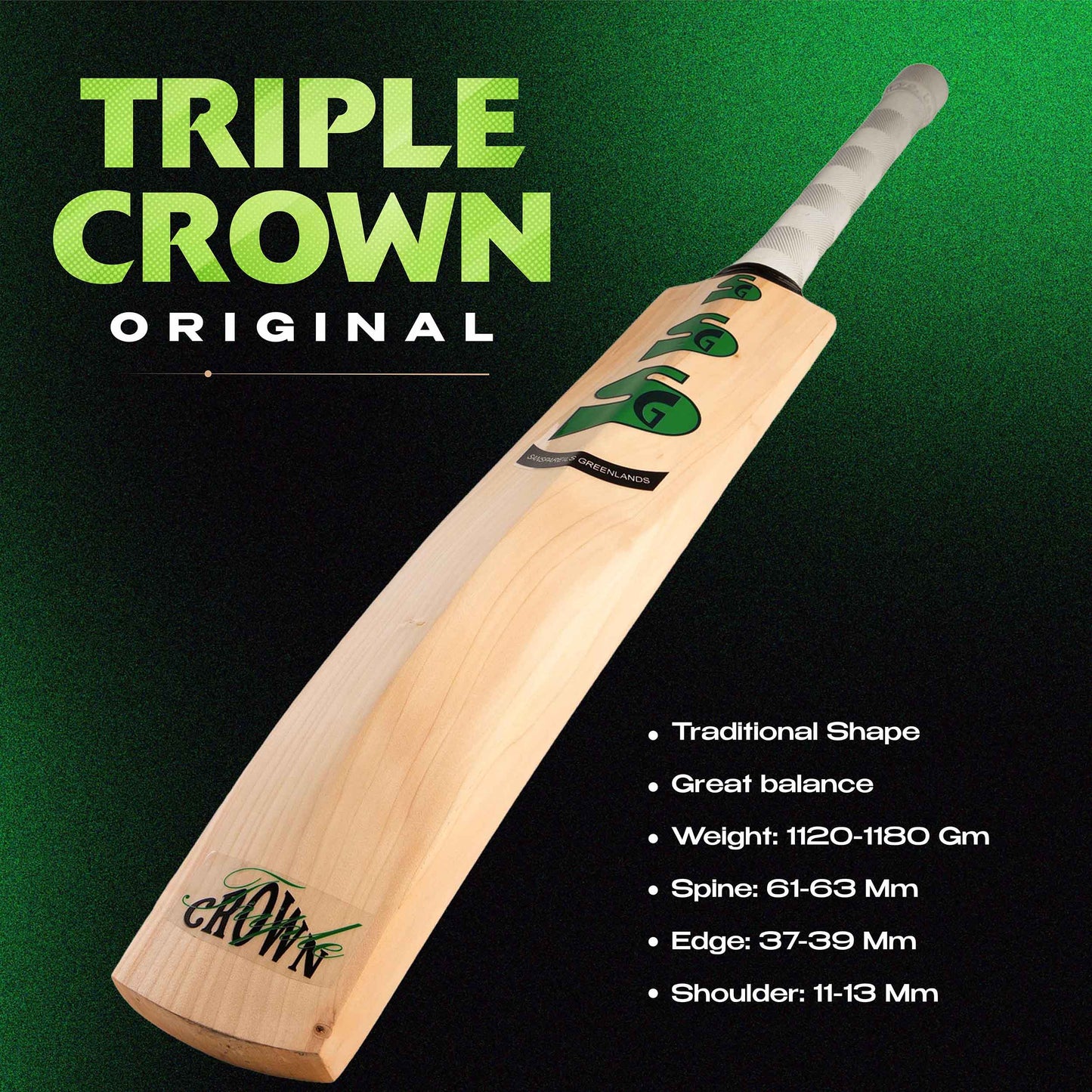 SG Triple Crown Original English Willow Cricket Bat | Premium Professional Cricket Bat JR SPORTING GOODS INC