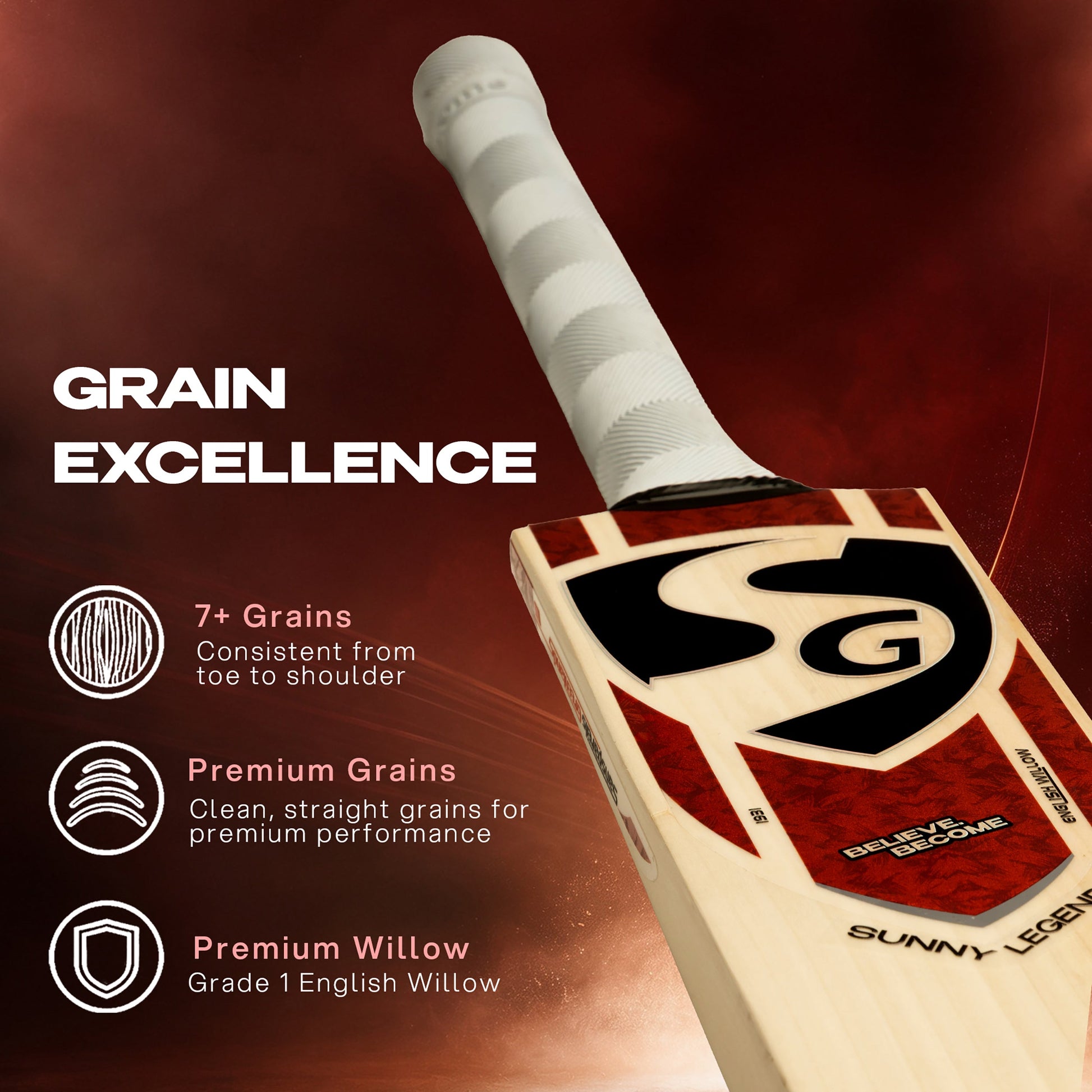 SG Sunny Legend® English Willow Cricket Bat | Premium Professional Cricket Bat JR SPORTING GOODS INC