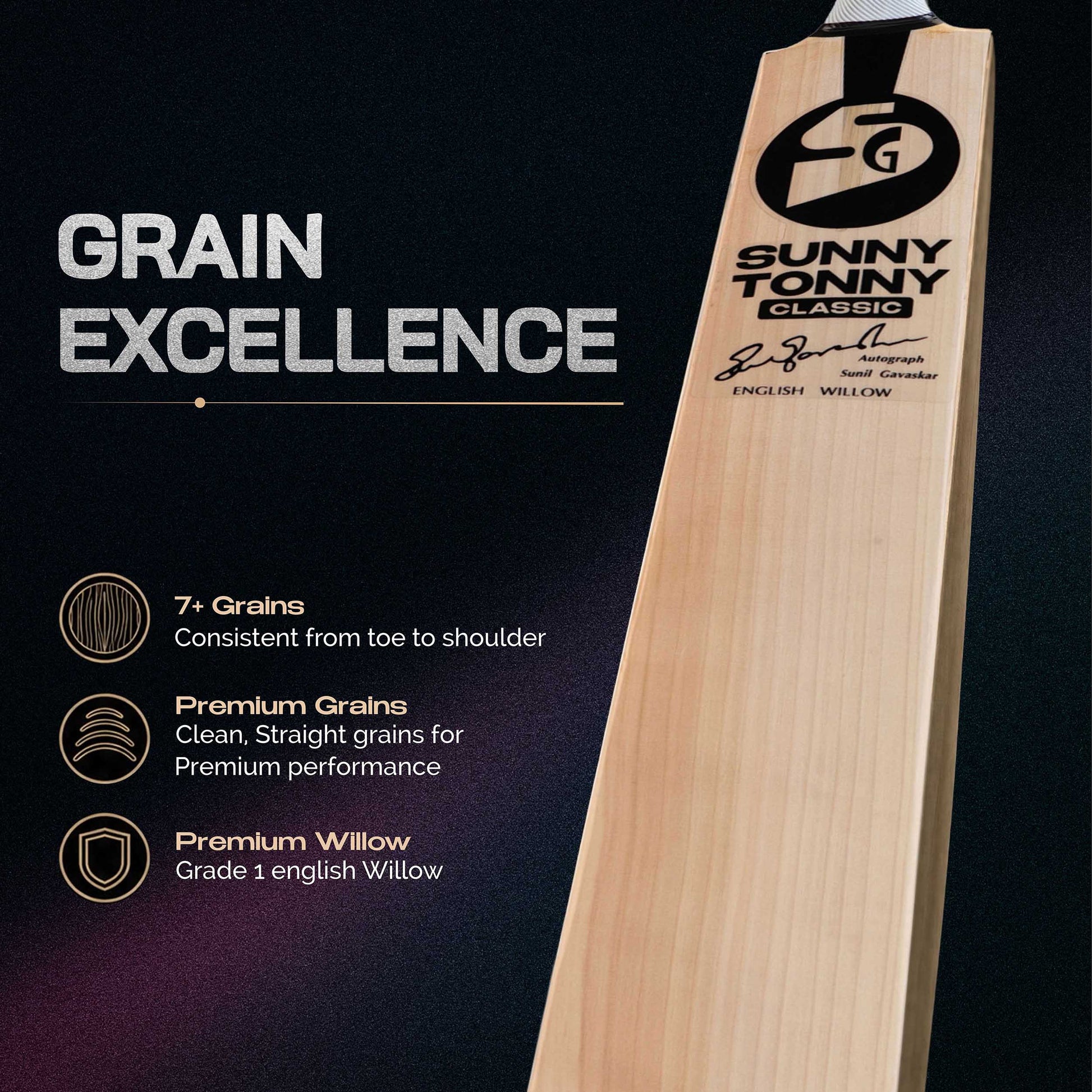 SG Sunny Tonny Classic Black English Willow Cricket Bat 2026 | Premium Professional Cricket Bat JR SPORTING GOODS INC