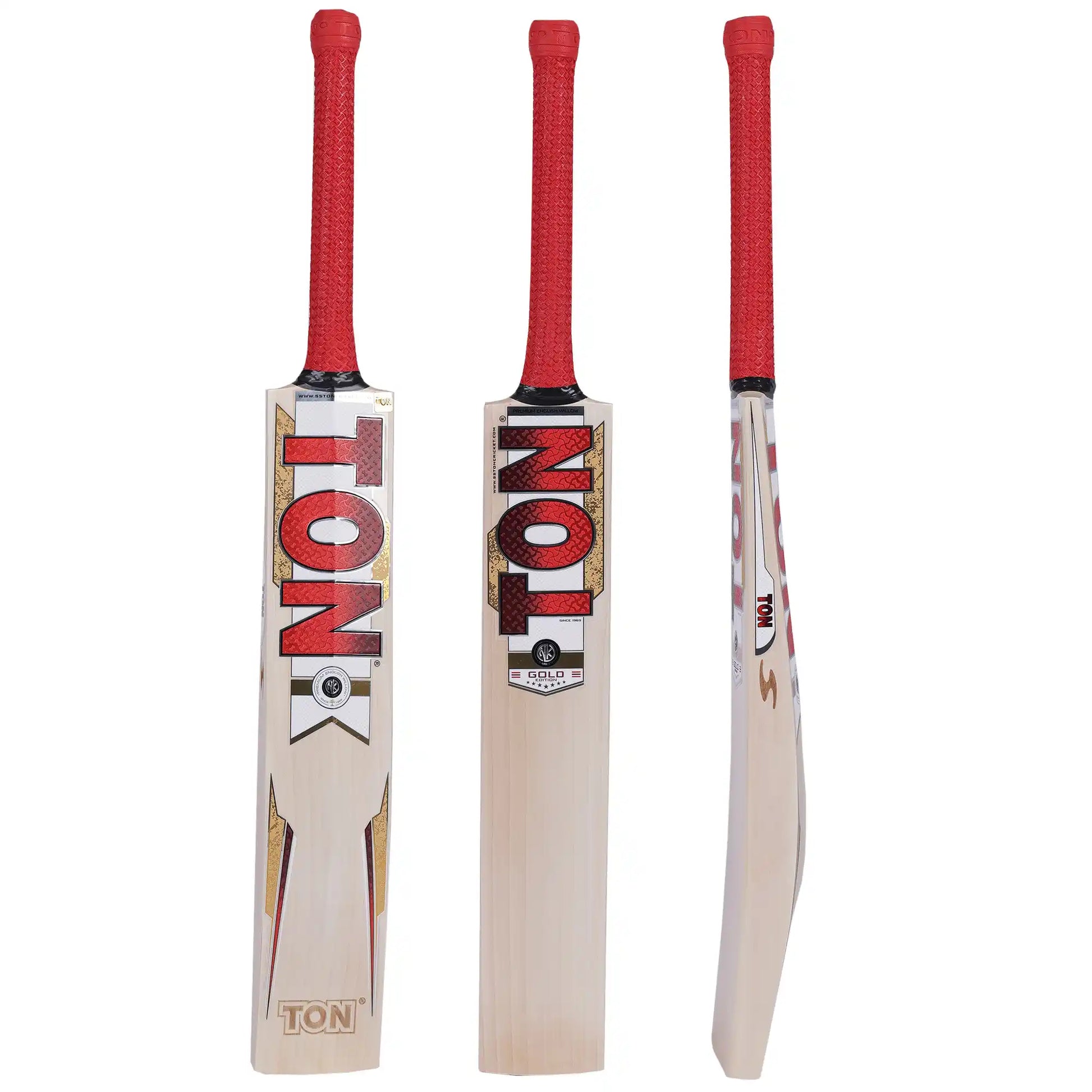 SS TON Gold Edition English Willow Cricket Bat 2026 – Premium Grade 1 Match Bat for Leather Ball Cricket JR SPORTING GOODS INC
