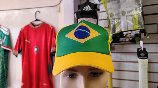 Brazil National Team Trucker Baseball Cap | Brazil Flag Adjustable Snapback Hat | Yellow Green Soccer Fan Cap JR SPORTING GOODS INC