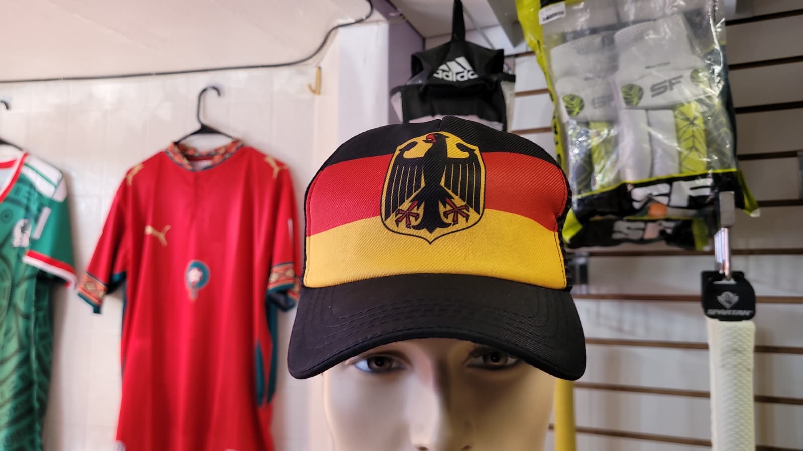 Germany Flag Trucker Baseball Cap with Eagle Crest | Adjustable Snapback Hat | Black Red Gold German National Cap JR SPORTING GOODS INC