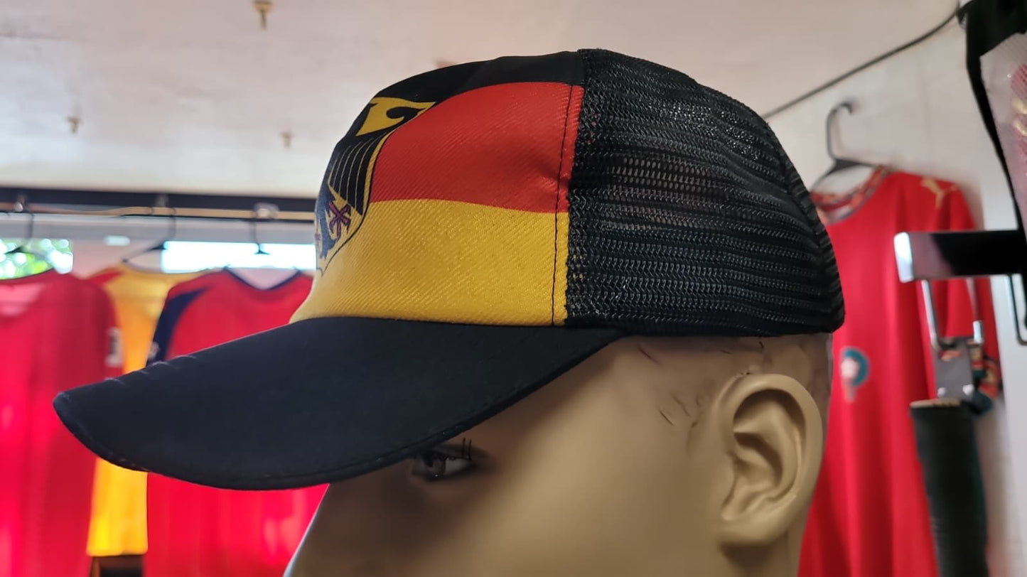 Germany Flag Trucker Baseball Cap with Eagle Crest | Adjustable Snapback Hat | Black Red Gold German National Cap JR SPORTING GOODS INC