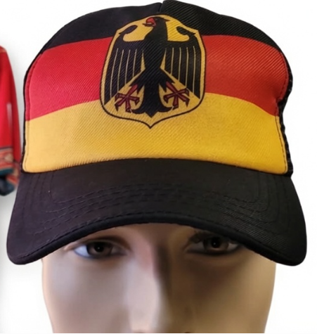 Germany Flag Trucker Baseball Cap with Eagle Crest | Adjustable Snapback Hat | Black Red Gold German National Cap JR SPORTING GOODS INC