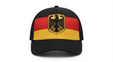 Germany Flag Trucker Baseball Cap with Eagle Crest | Adjustable Snapback Hat | Black Red Gold German National Cap JR SPORTING GOODS INC