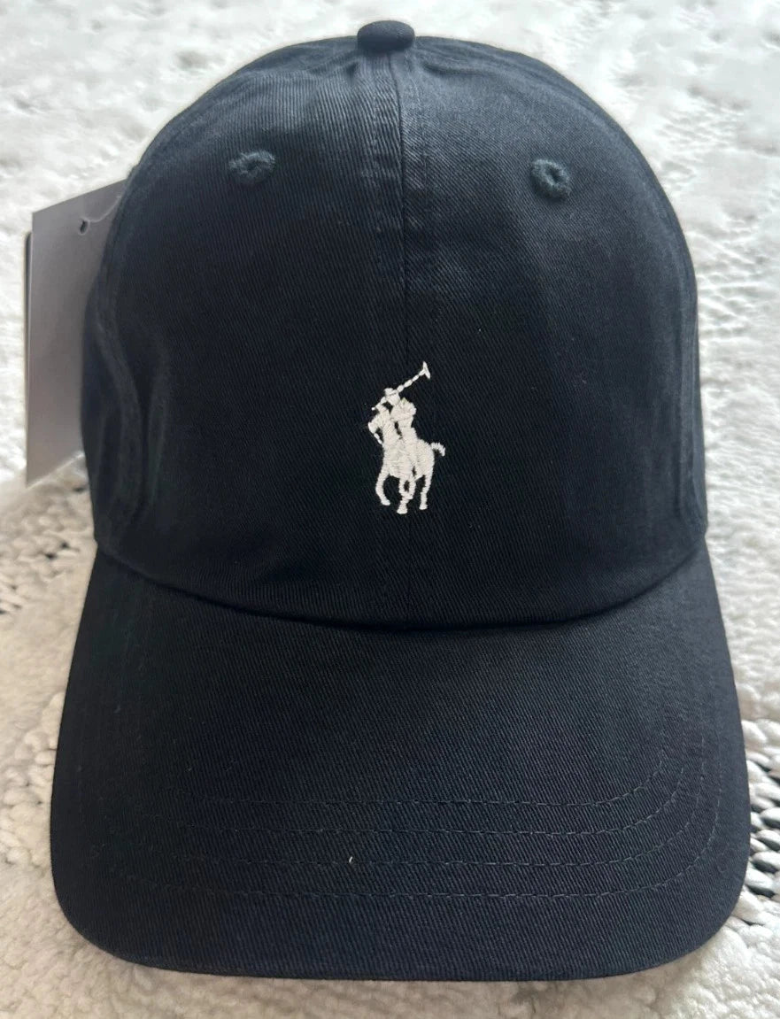 Polo Ralph Lauren Classic Sport Cap Black White Unisex Adjustable Baseball Hat JR SPORTING GOODS INC
