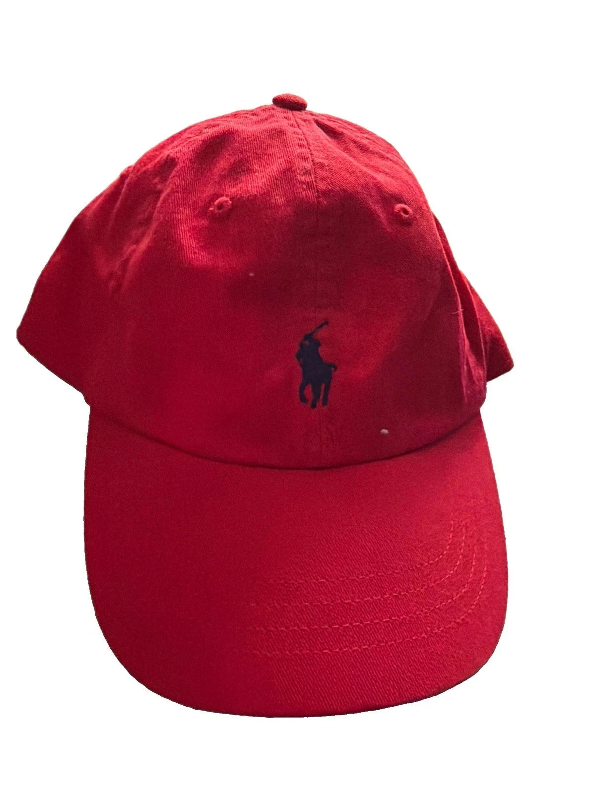 Polo Ralph Lauren Red Cotton Chino Baseball Cap with Navy Pony Logo JR SPORTING GOODS INC