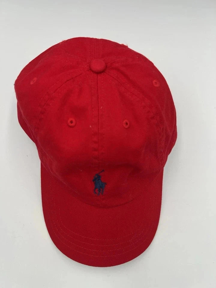 Polo Ralph Lauren Red Cotton Chino Baseball Cap with Navy Pony Logo JR SPORTING GOODS INC