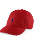 Polo Ralph Lauren Red Cotton Chino Baseball Cap with Navy Pony Logo JR SPORTING GOODS INC